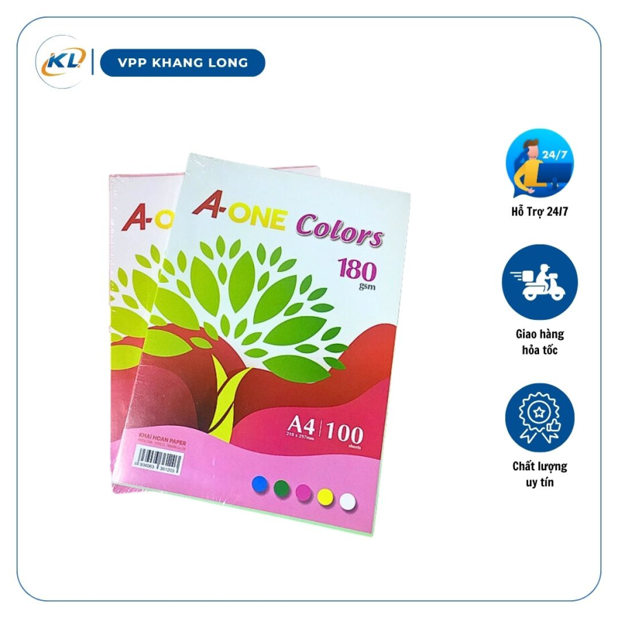 Bìa giấy màu A4 A-One Colors 180gsm